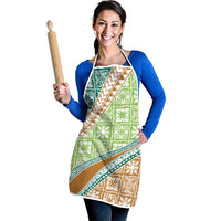 Hawaiian Quilt Pattern Apron Green Chestnut Color Mixed - Polynesian Pride