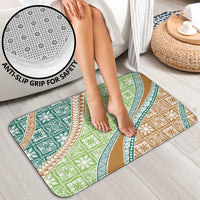 Hawaiian Quilt Pattern Bathroom Set Green Chestnut Color Mixed - Polynesian Pride