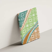 Hawaiian Quilt Pattern Canvas Wall Art Green Chestnut Color Mixed - Polynesian Pride