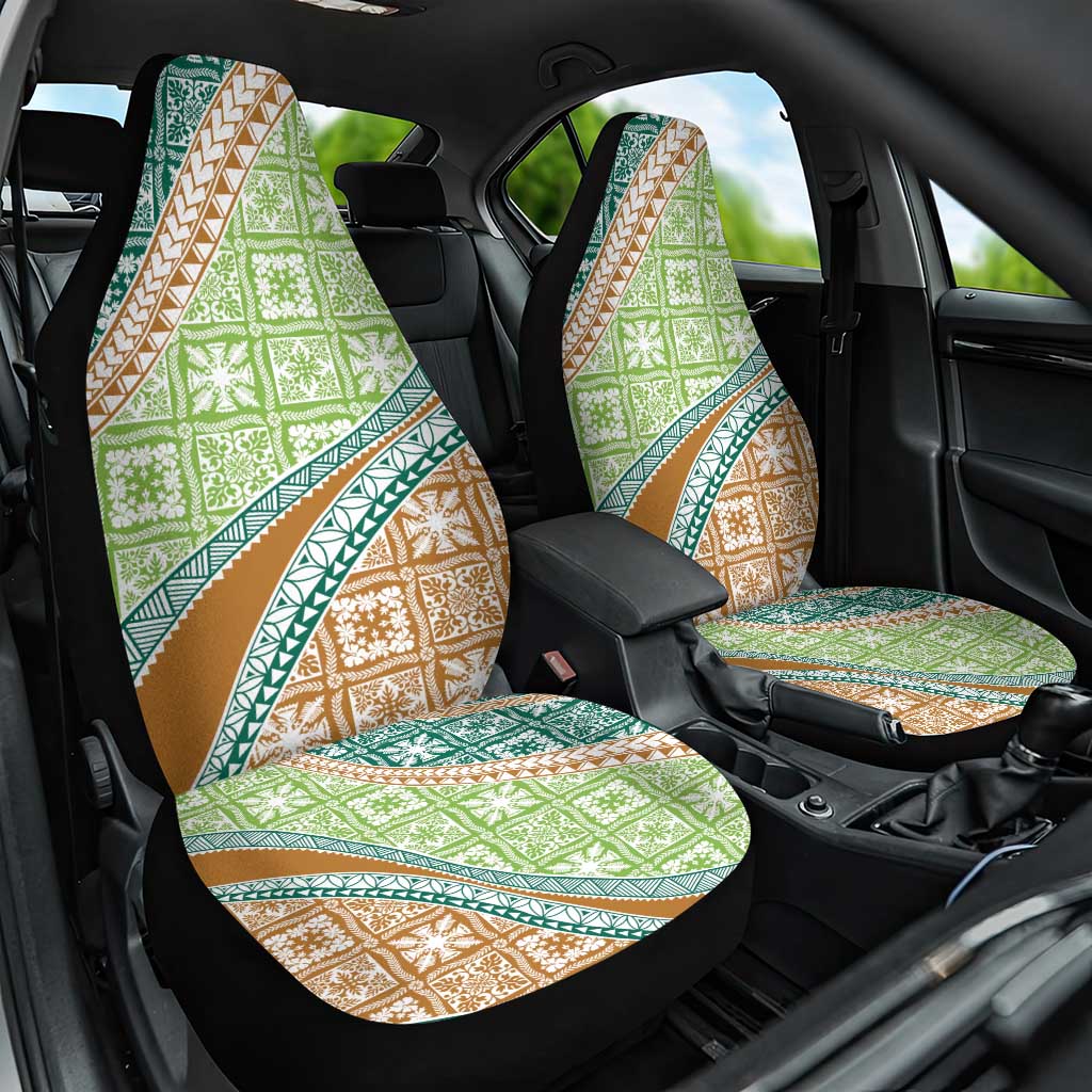 Hawaiian Quilt Pattern Car Seat Cover Green Chestnut Color Mixed - Polynesian Pride