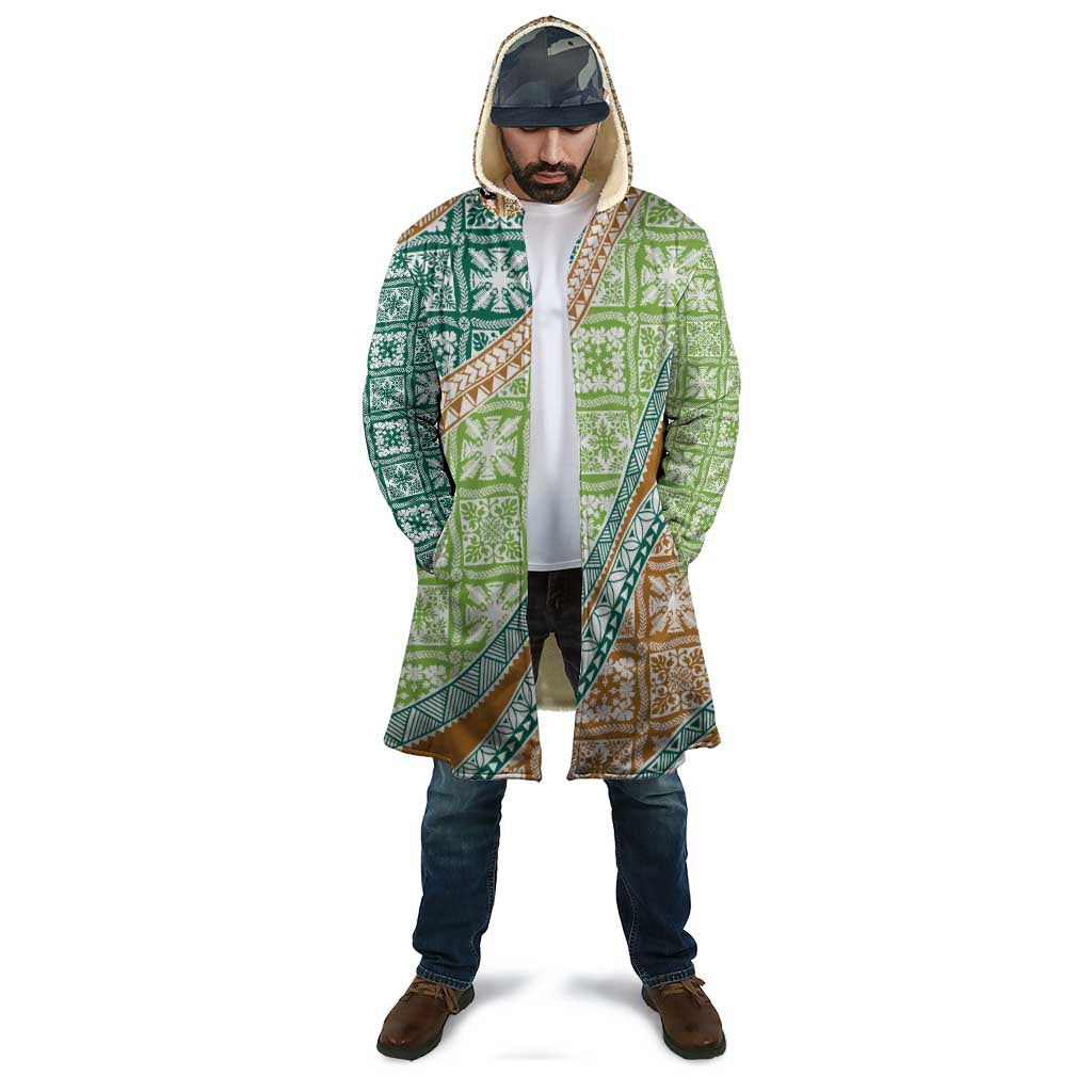 Hawaiian Quilt Pattern Cloak Green Chestnut Color Mixed - Polynesian Pride