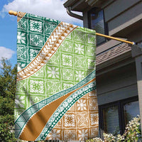 Hawaiian Quilt Pattern Garden Flag Green Chestnut Color Mixed - Polynesian Pride