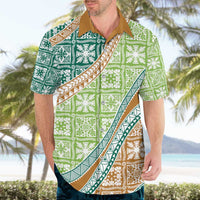 Hawaiian Quilt Pattern Hawaiian Shirt Green Chestnut Color Mixed - Polynesian Pride