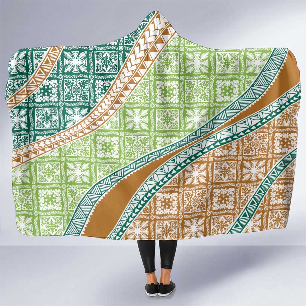 Hawaiian Quilt Pattern Hooded Blanket Green Chestnut Color Mixed LT01 One Size Green - Polynesian Pride