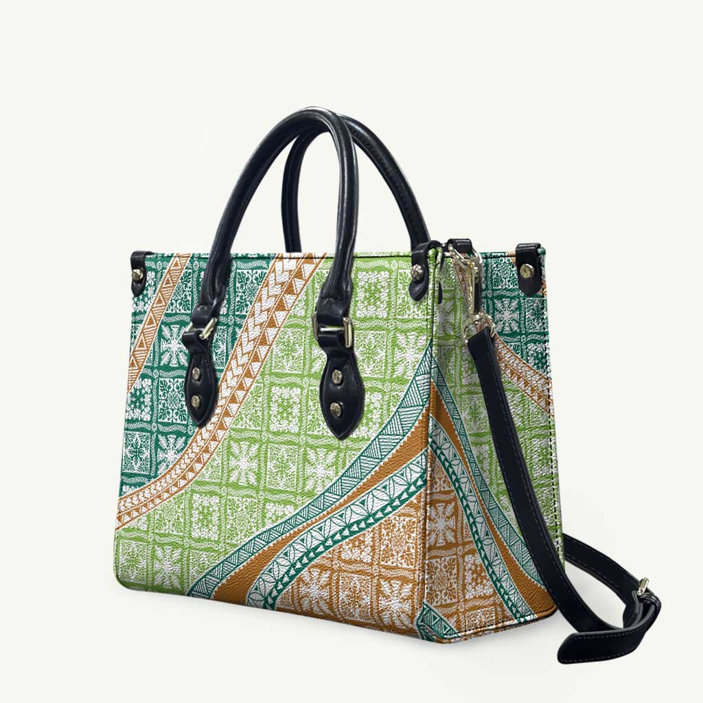 Hawaiian Quilt Pattern Leather Bag Green Chestnut Color Mixed LT01 Green - Polynesian Pride