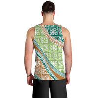 Hawaiian Quilt Pattern Men Tank Top Green Chestnut Color Mixed - Polynesian Pride