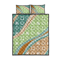 Hawaiian Quilt Pattern Quilt Bed Set Green Chestnut Color Mixed - Polynesian Pride