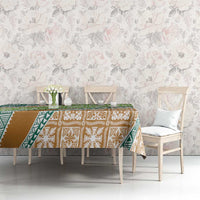 Hawaiian Quilt Pattern Tablecloth Green Chestnut Color Mixed - Polynesian Pride