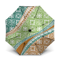 Hawaiian Quilt Pattern Umbrella Green Chestnut Color Mixed - Polynesian Pride