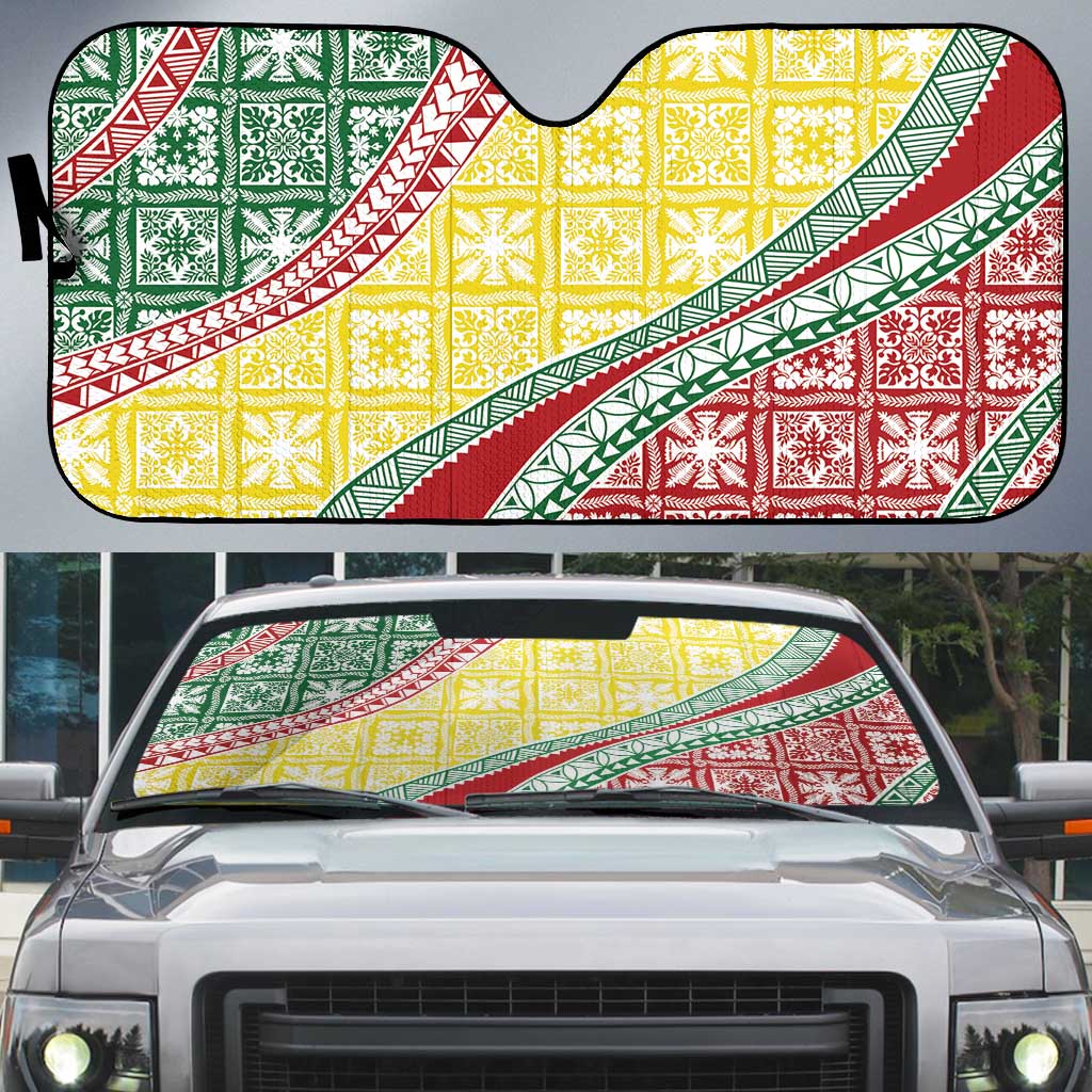 Hawaiian Quilt Pattern Auto Sun Shade Special Color Mixed LT01 Multicolor - Polynesian Pride