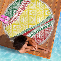 Hawaiian Quilt Pattern Beach Blanket Special Color Mixed - Polynesian Pride