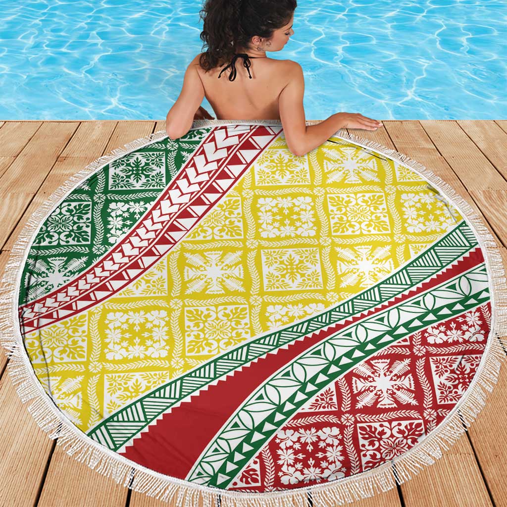 Hawaiian Quilt Pattern Beach Blanket Special Color Mixed - Polynesian Pride