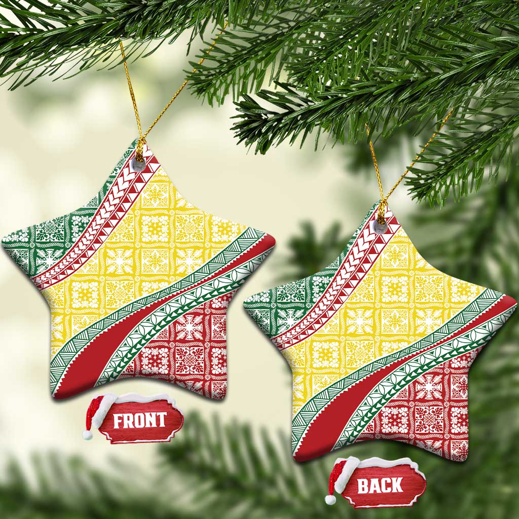 Hawaiian Quilt Pattern Ceramic Ornament Special Color Mixed - Polynesian Pride