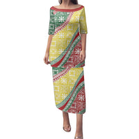 Hawaiian Quilt Pattern Family Matching Puletasi and Hawaiian Shirt Special Color Mixed - Polynesian Pride