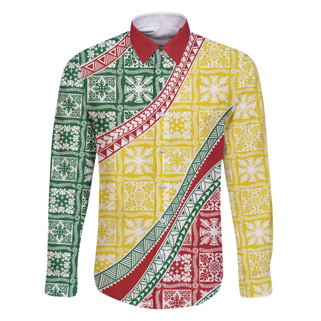 Hawaiian Quilt Pattern Family Matching Summer Maxi Dress and Hawaiian Shirt Special Color Mixed - Polynesian Pride