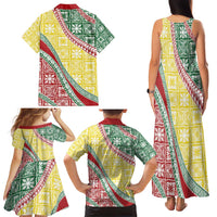 Hawaiian Quilt Pattern Family Matching Tank Maxi Dress and Hawaiian Shirt Special Color Mixed - Polynesian Pride