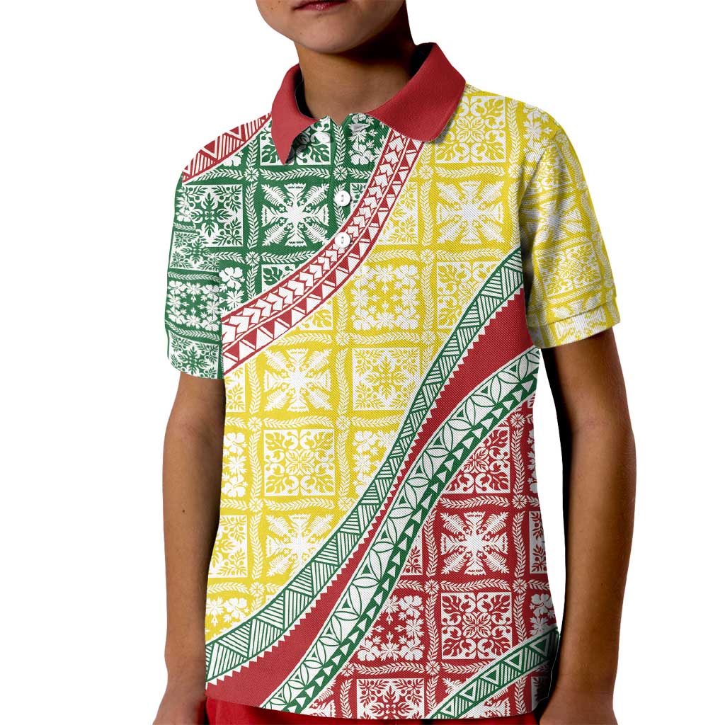 Hawaiian Quilt Pattern Kid Polo Shirt Special Color Mixed - Polynesian Pride