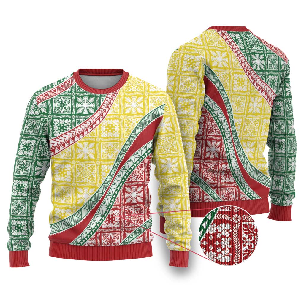 Hawaiian Quilt Pattern Ugly Christmas Sweater Special Color Mixed - Polynesian Pride