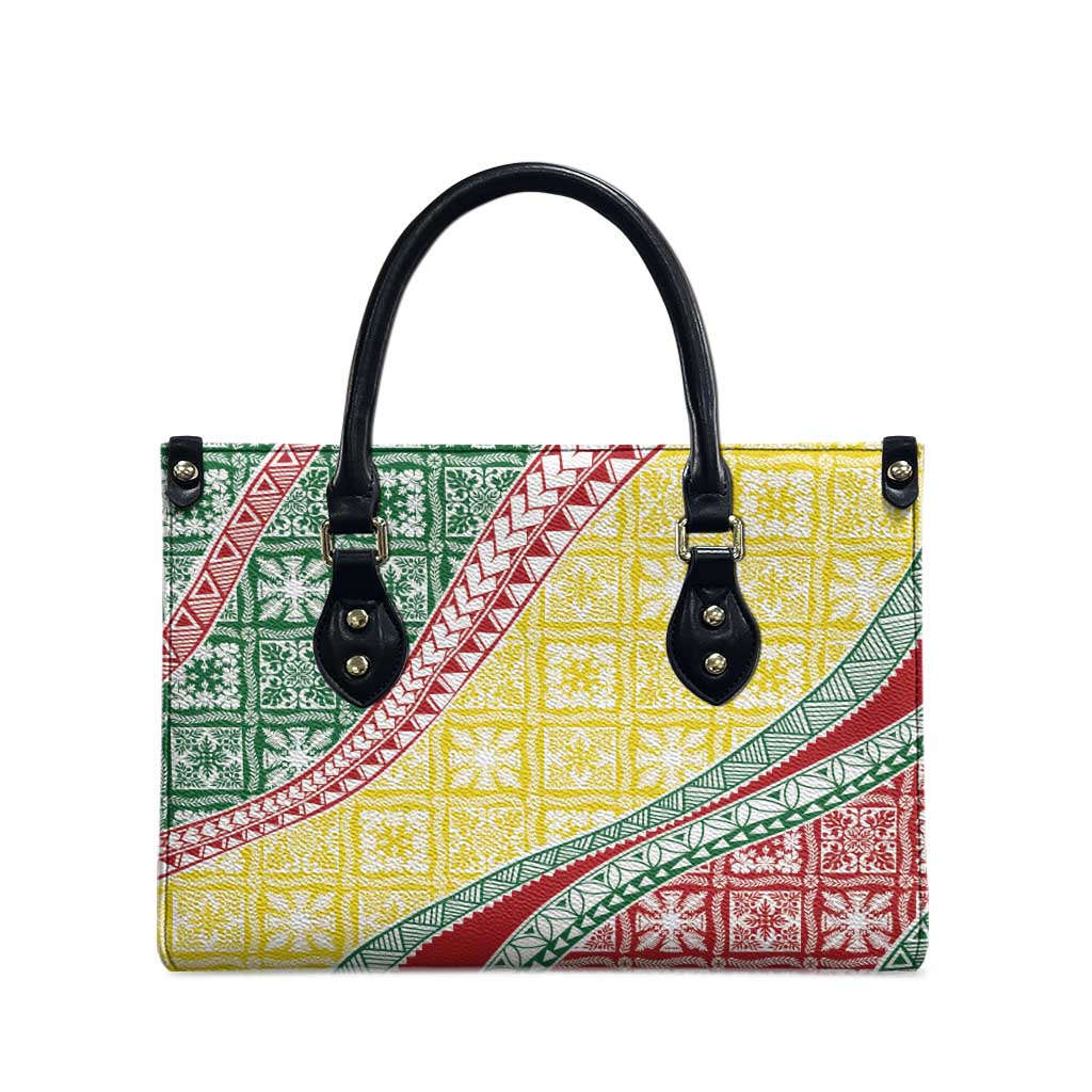 Hawaiian Quilt Pattern Leather Bag Special Color Mixed - Polynesian Pride