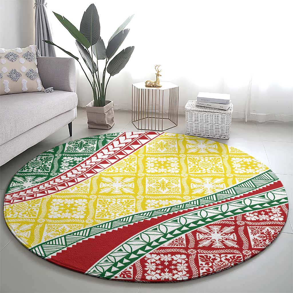 Hawaiian Quilt Pattern Round Carpet Special Color Mixed LT01 - Polynesian Pride