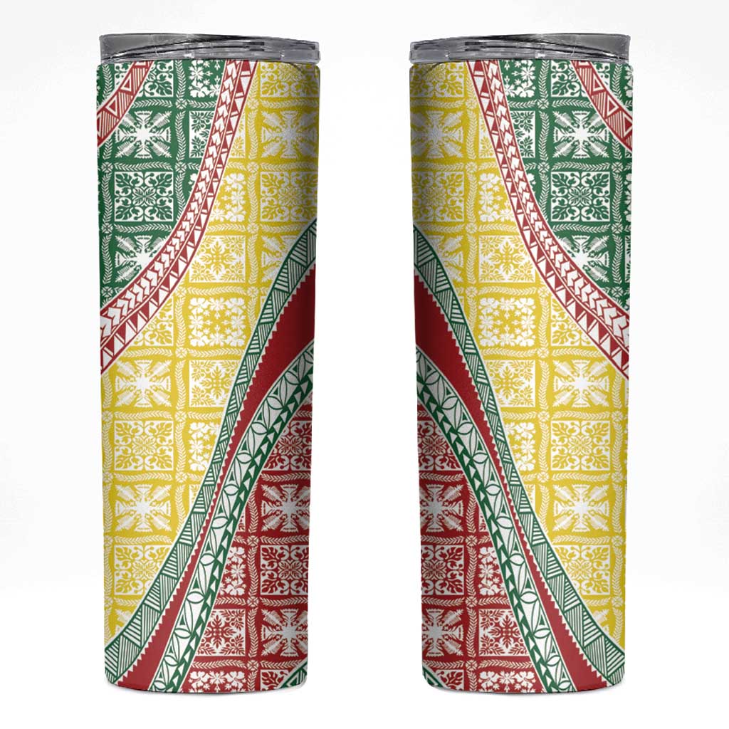 Hawaiian Quilt Pattern Skinny Tumbler Special Color Mixed - Polynesian Pride