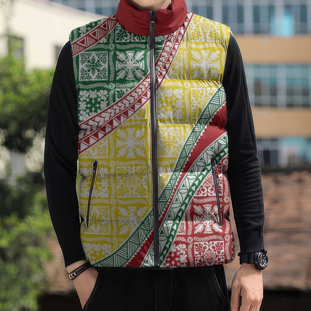 Hawaiian Quilt Pattern Sleeveless Puffer Jacket Special Color Mixed - Polynesian Pride
