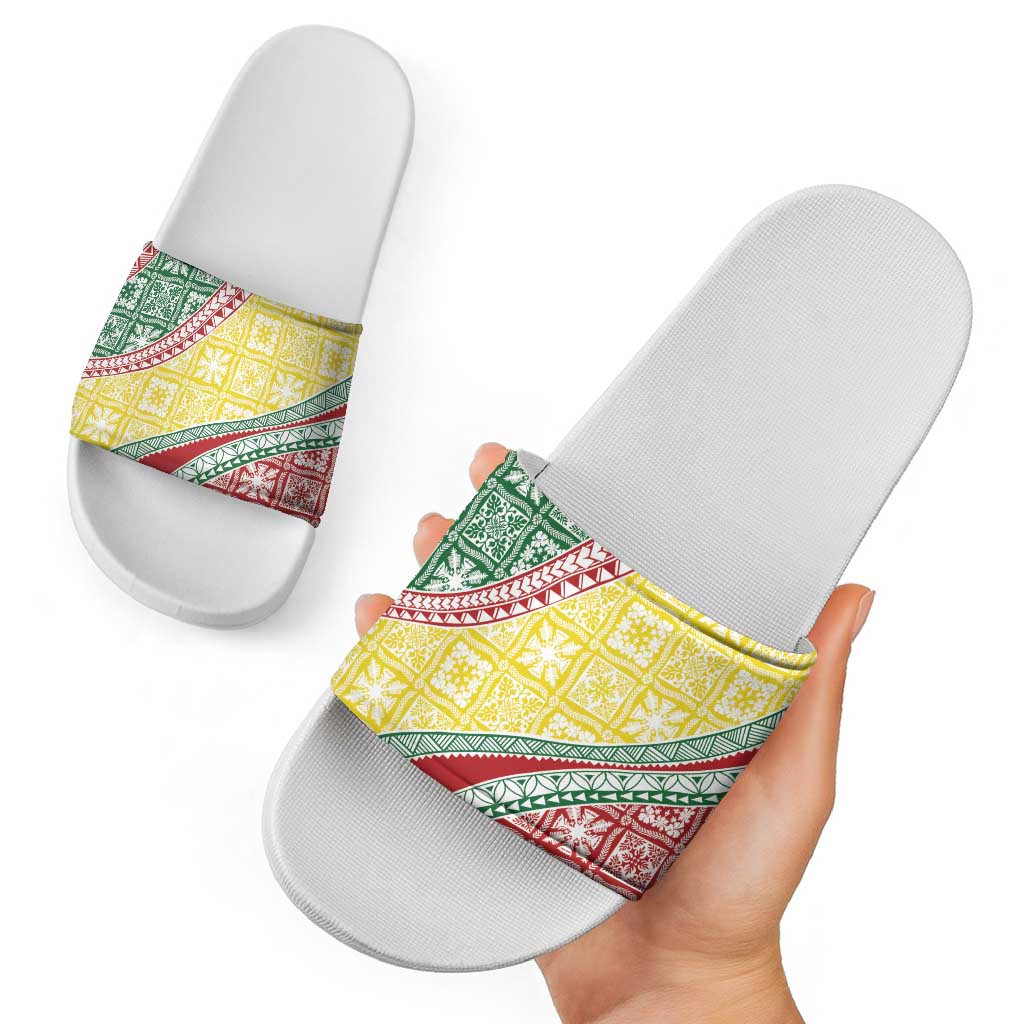 Hawaiian Quilt Pattern Slide Sandals Special Color Mixed - Polynesian Pride
