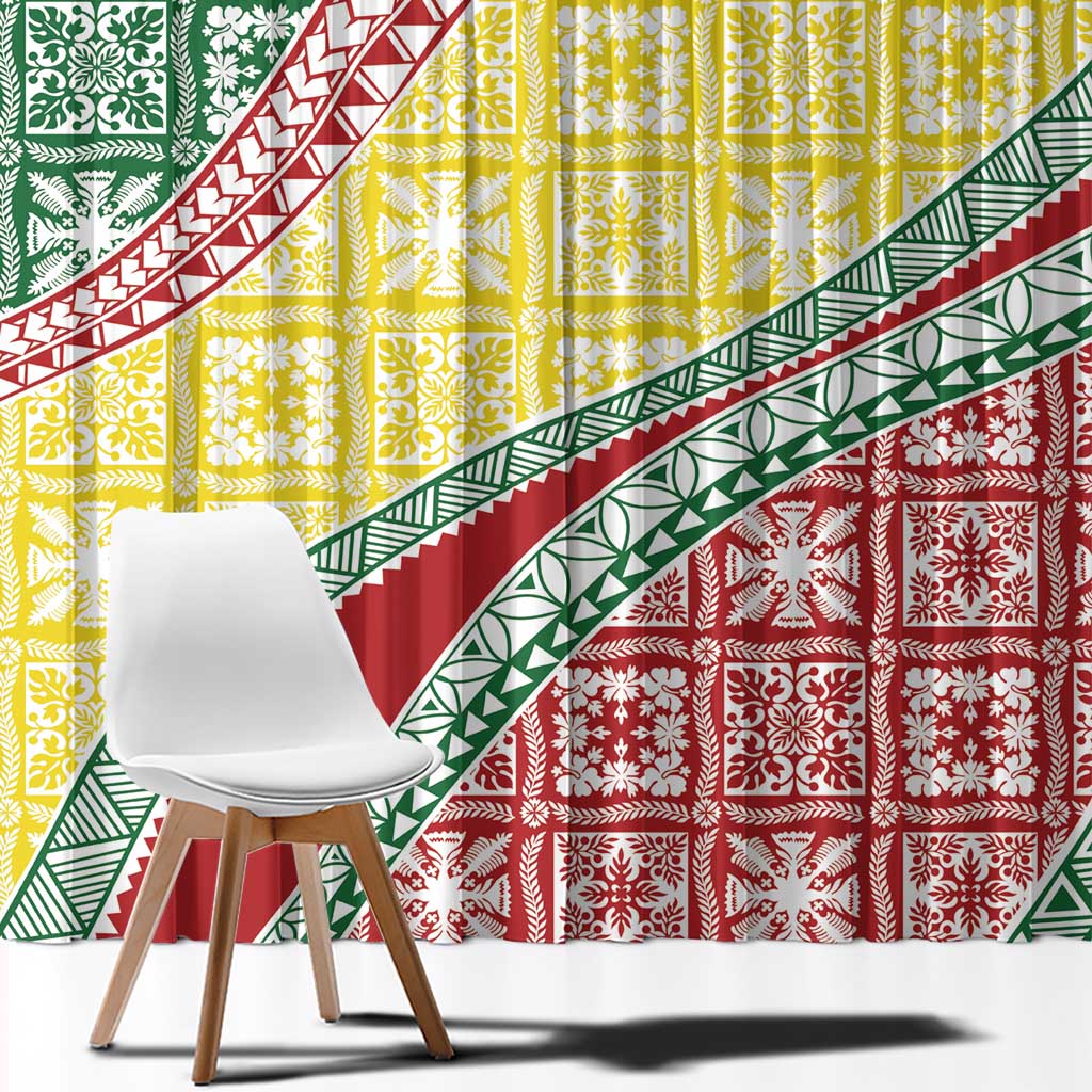 Hawaiian Quilt Pattern Window Curtain Special Color Mixed - Polynesian Pride