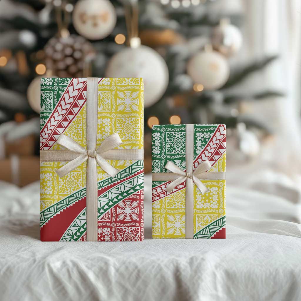 Hawaiian Quilt Pattern Wrapping Paper Special Color Mixed - Polynesian Pride