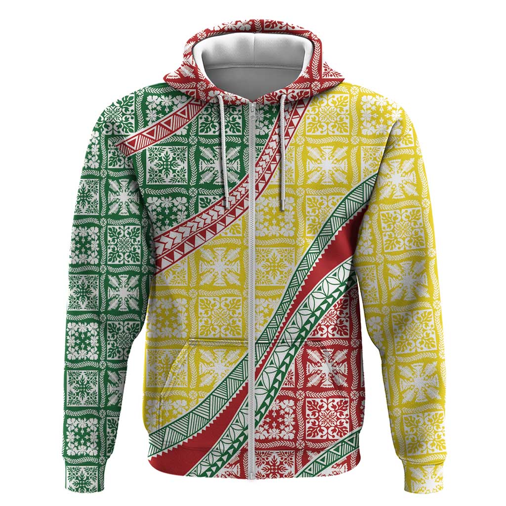 Hawaiian Quilt Pattern Zip Hoodie Special Color Mixed - Polynesian Pride