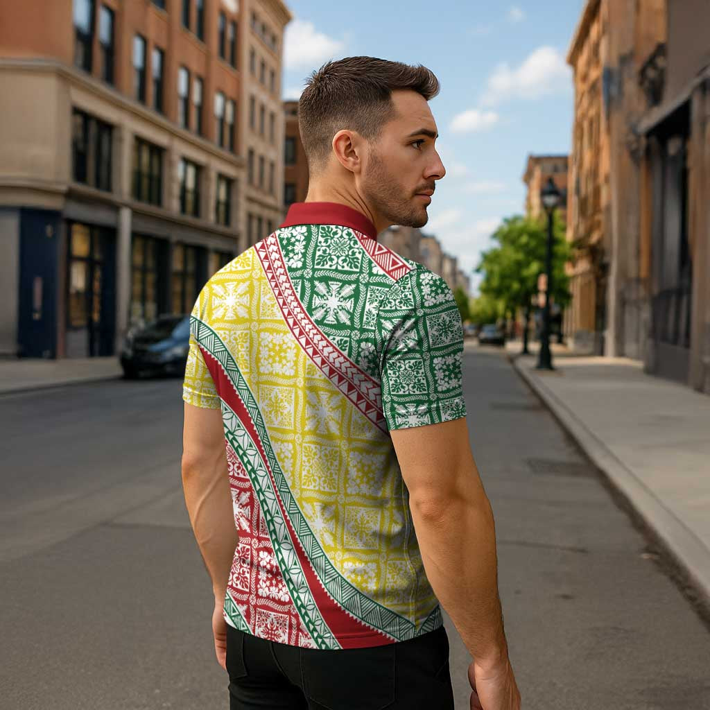 Hawaiian Quilt Pattern Zipper Polo Shirt Special Color Mixed - Polynesian Pride