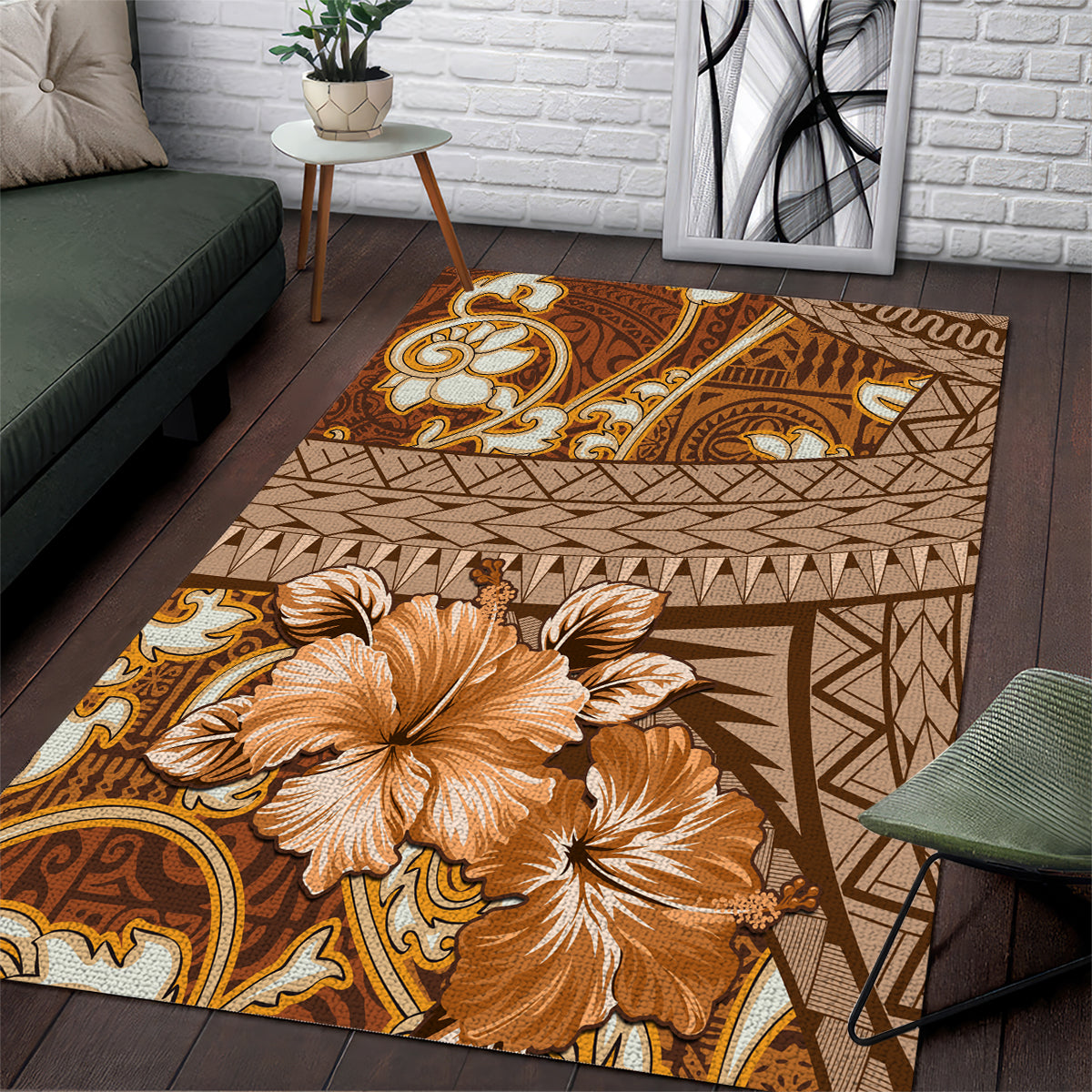 Fiji Masi Area Rug Bula Fijian Masi Tapa Vintage Style LT01 Brown - Polynesian Pride