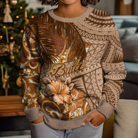 Personalised Fiji Masi Kid Ugly Christmas Sweater Bula Fijian Masi Tapa Vintage Style LT01 - Polynesian Pride
