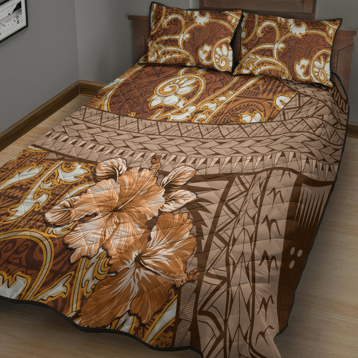 Fiji Masi Quilt Bed Set Bula Fijian Masi Tapa Vintage Style LT01 - Polynesian Pride