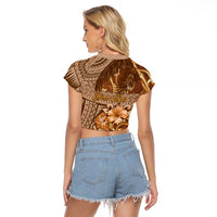 Personalised Fiji Masi Raglan Cropped T Shirt Bula Fijian Masi Tapa Vintage Style LT01 - Polynesian Pride