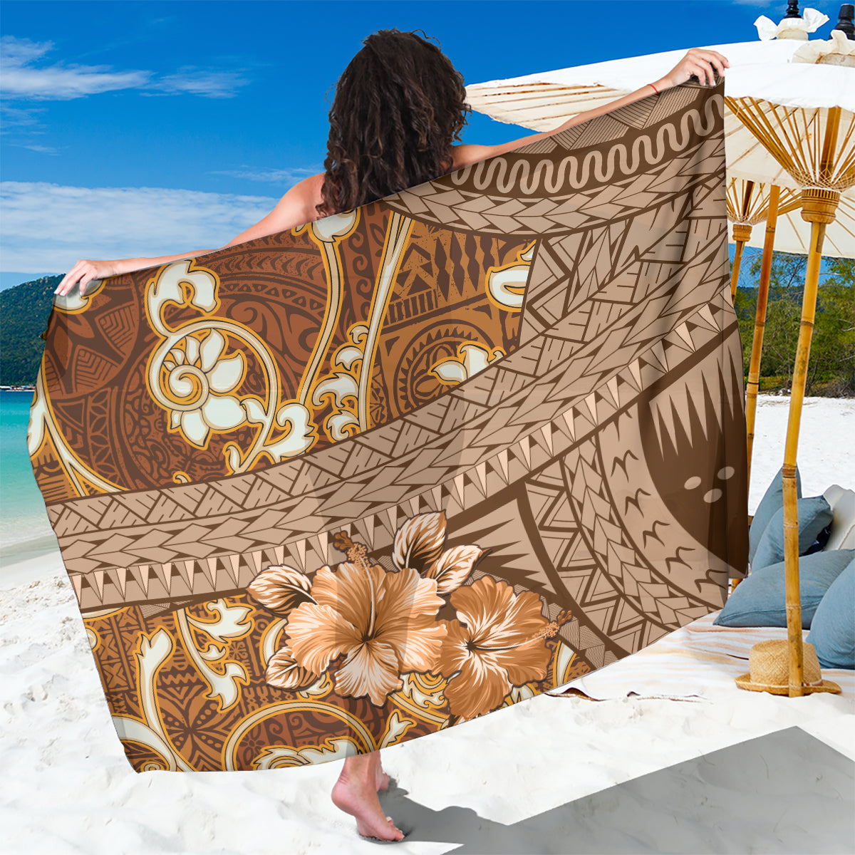 Fiji Masi Sarong Bula Fijian Masi Tapa Vintage Style LT01 One Size 44 x 66 inches Brown - Polynesian Pride