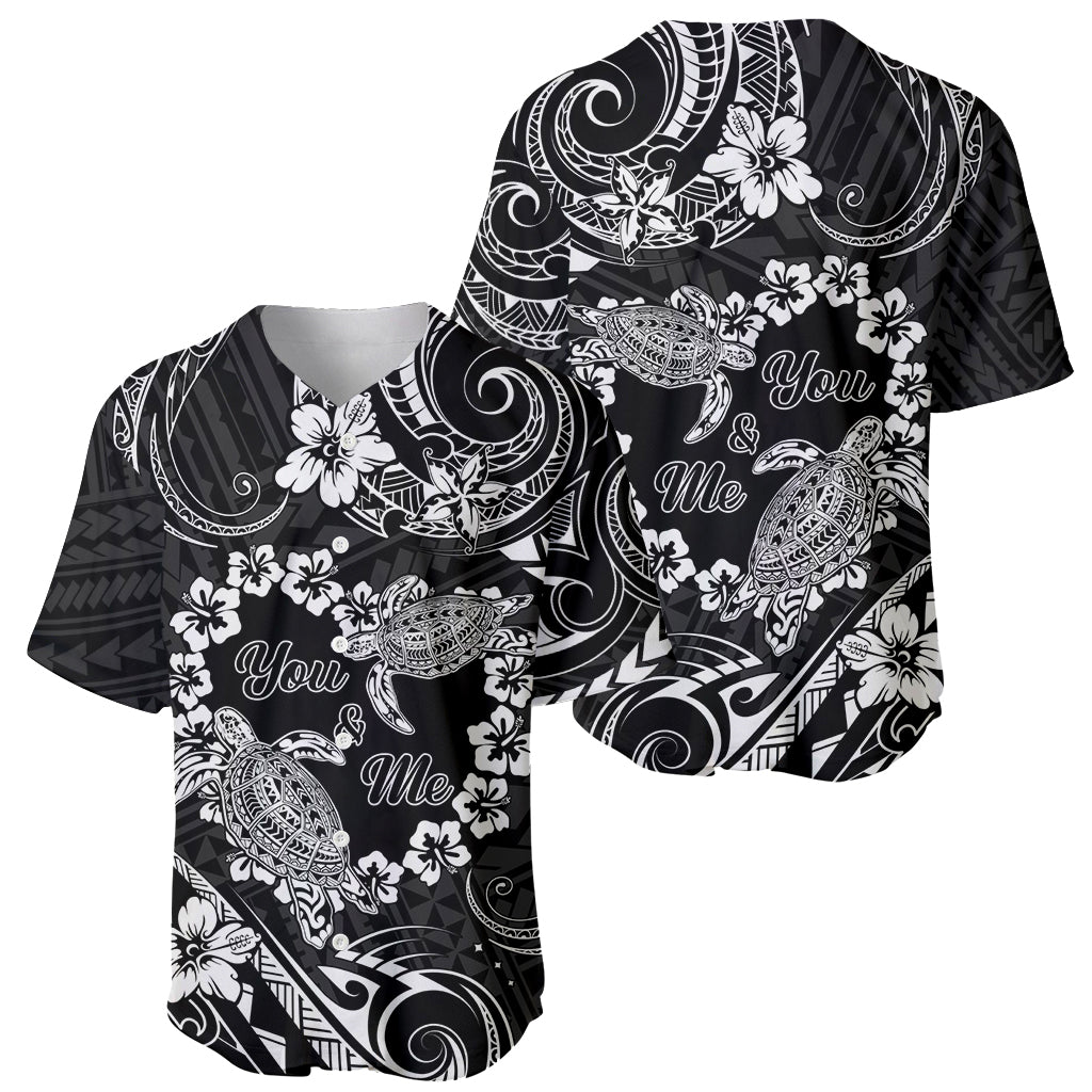 Polynesian Turtle Valentine Baseball Jersey You And Me Hibiscus Heart LT01 - Polynesian Pride