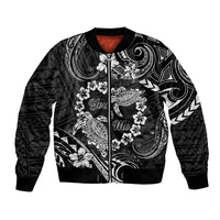 Polynesian Turtle Valentine Bomber Jacket You And Me Hibiscus Heart LT01 Unisex Black - Polynesian Pride