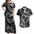 Polynesian Turtle Valentine Couples Matching Off Shoulder Maxi Dress and Hawaiian Shirt You And Me Hibiscus Heart LT01 Black - Polynesian Pride