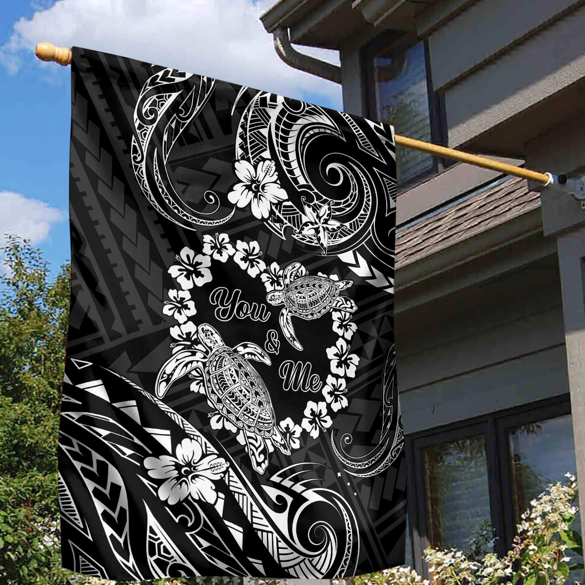 Polynesian Turtle Valentine Garden Flag You And Me Hibiscus Heart LT01 - Polynesian Pride