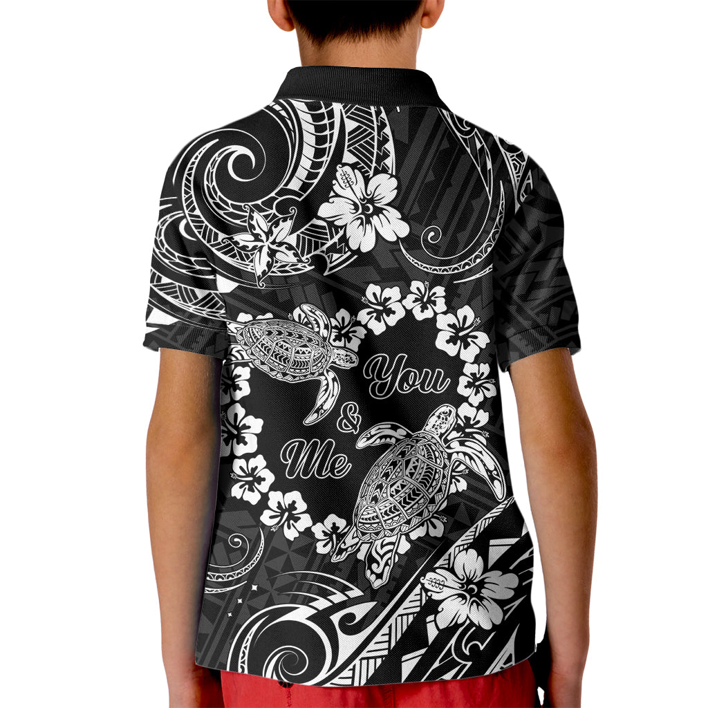 Polynesian Turtle Valentine Kid Polo Shirt You And Me Hibiscus Heart LT01 - Polynesian Pride