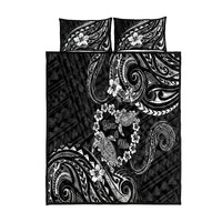 Polynesian Turtle Valentine Quilt Bed Set You And Me Hibiscus Heart LT01 Black - Polynesian Pride