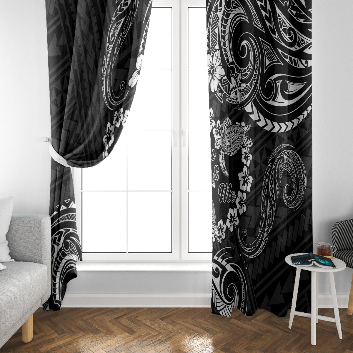 Polynesian Turtle Valentine Window Curtain You And Me Hibiscus Heart LT01 - Polynesian Pride
