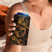 Polynesian Turtle Valentine 4 in 1 Can Cooler Tumbler You And Me Gold Hibiscus Heart