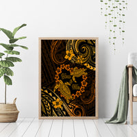 Polynesian Turtle Valentine Canvas Wall Art You And Me Gold Hibiscus Heart LT01 - Polynesian Pride
