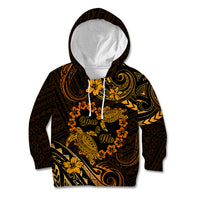 Polynesian Turtle Valentine Kid Hoodie You And Me Gold Hibiscus Heart LT01 Hoodie Gold - Polynesian Pride