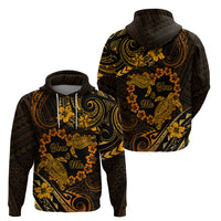Polynesian Turtle Valentine Zip Hoodie You And Me Gold Hibiscus Heart LT01 - Polynesian Pride