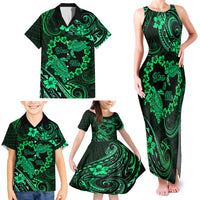 Polynesian Turtle Valentine Family Matching Tank Maxi Dress and Hawaiian Shirt You And Me Green Hibiscus Heart LT01 - Polynesian Pride