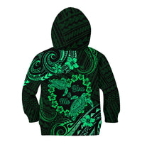 Polynesian Turtle Valentine Kid Hoodie You And Me Green Hibiscus Heart LT01 - Polynesian Pride
