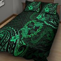 Polynesian Turtle Valentine Quilt Bed Set You And Me Green Hibiscus Heart LT01 - Polynesian Pride